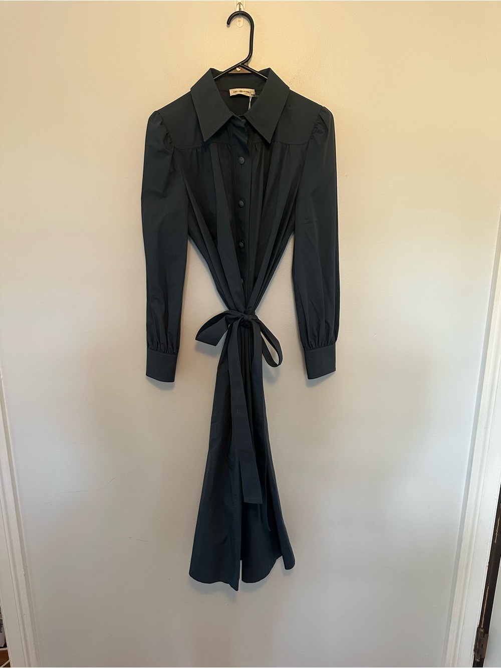 Tory Burch Artist Dress Size 6 Blue Fog NWT Long Sleeve Belted Shirtdress 79813